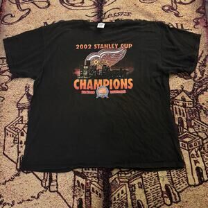 Vintage Detroit Red Wings Stanley Cup Shirt Size 2XL Black